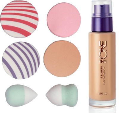 

Oriflame Sweden The ONE IlluSkin Foundation (Natural Beige - 30600) With Puff Sponge(Set of 7)