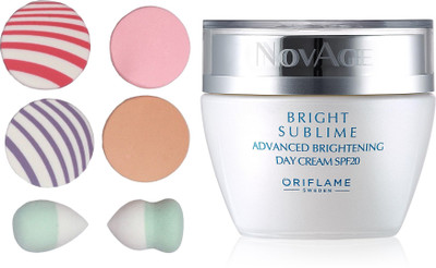 

Oriflame Sweden NovAge Bright Sublime Advanced Brightening Day Cream SPF20 50ml (32803) With Puff Sponge(Set of 7)