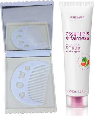

Oriflame Sweden Essentials Fairness Exfoliating Scrub (32700) With Comb Mirror Set(Set of 3)