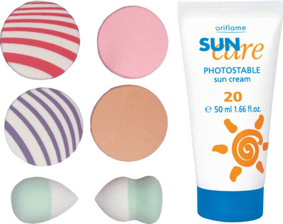 

Oriflame Sweden SUN CARE CREAM SPF 20 (50ml) 1815 With Puff Sponge(Set of 7)