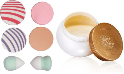 

Oriflame Sweden Milk & Honey Gold Hair Mask 250ml (31710) With Puff Sponge(Set of 7)