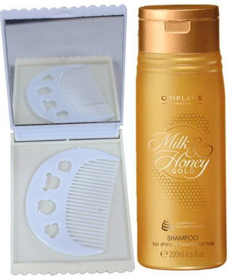 Oriflame Sweden Milk & Honey Gold Shampoo 200ml (31708) With Comb Mirror Set(Set of 3)