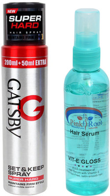 

Pink Root Hair Serum and GATSBY Set & Keep Spray SUPER HARD Pack of 2(Set of 2)