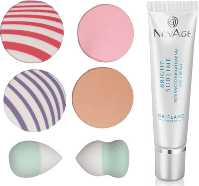 

Oriflame Sweden NovAge Bright Sublime Advanced Brightening Eye Cream 15ml (32804) With Puff Sponge(Set of 7)