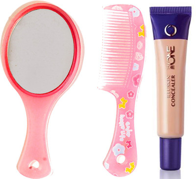 

Oriflame Sweden The ONE IlluSkin Concealer 10ml (Nude Pink - 30616) With Comb Mirror Set(Set of 3)