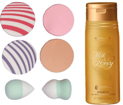 

Oriflame Sweden Milk & Honey Gold Shampoo 200ml (31708) With Puff Sponge(Set of 7)