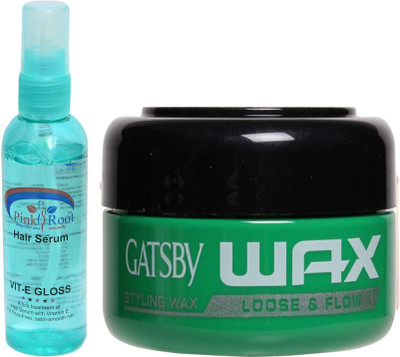 

Pink Root Hair Serum and GATSBY Styling Wax LOOSE & FLOW Pack of 2(Set of 2)