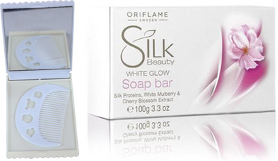 

Oriflame Sweden Silk Beauty White Glow Soap Bar 100g (22715) With Comb Mirror Set(Set of 3)