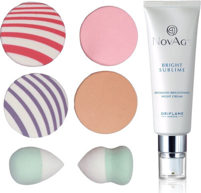 

Oriflame Sweden NovAge Bright Sublime Advanced Brightening Night Cream 50ml (32658) With Puff Sponge(Set of 7)