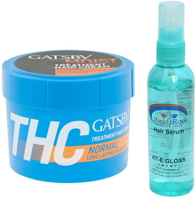 

Pink Root Hair Serum and GATSBY Treatment Hair Cream (THC) Normal Long Lasting Moisture Pack of 2(Set of 2)