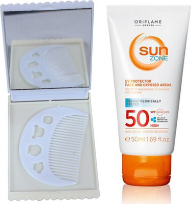 

Oriflame Sweden SUN Zone UV Protector Face and Exposed Areas SPF 50 High (50ml) 23378 With Comb Mirror Set(Set of 3)