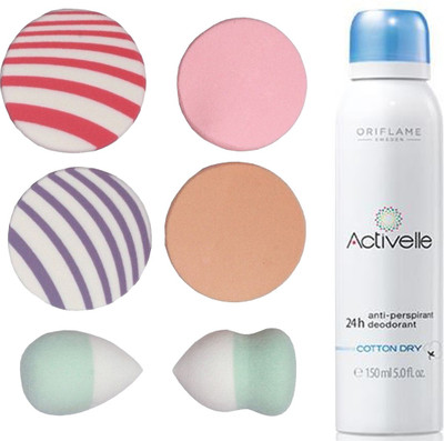 

Oriflame Sweden Activelle Anti-perspirant 24h Deodorant Cotton Dry 150ml (25280) With Puff Sponge(Set of 7)