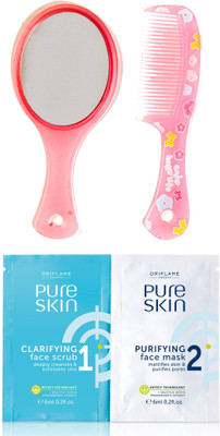 

Oriflame Sweden Pure Skin Scrub & Mask 12ml (32652) With Mirror Comb Set(Set of 3)