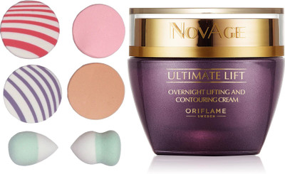 

Oriflame Sweden NovAge Ultimate Lift Overnight Lifting & Contouring Cream 50ml (31541) With Puff Sponge(Set of 7)