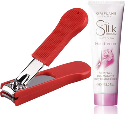 

Oriflame Sweden Silk Beauty White Glow Hand Cream 75ml (26436) With Nail Cutter(Set of 2)