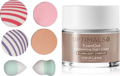 

Oriflame Sweden Optimals Even Out Night Cream 50ml (32480) With Puff Sponge(Set of 7)