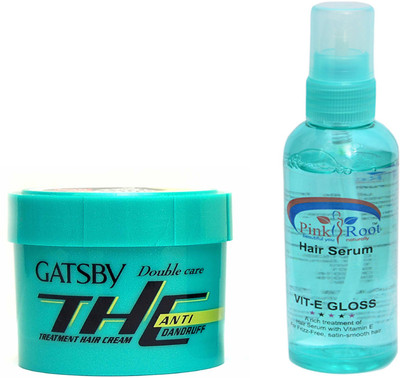 

Pink Root Hair Serum and GATSBY Double Care Treatment Hair Cream (THC) Anti Dandruff Pack of 2(Set of 2)