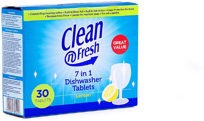 

Clean N Fresh 7 In 1 Dishwasher Tablets Lemon Dishwashing Detergent(540 g)