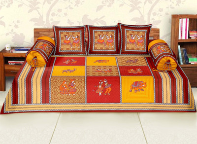 RajasthaniKart Cotton Abstract Diwan Set(Multicolor)