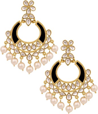 the jewelbox Filigree Chaand Bali Diamond Brass Chandbali Earring