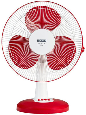 

Usha Misty Air Icy 3 Blade Table Fan(Red, Pack of 1), Red;white