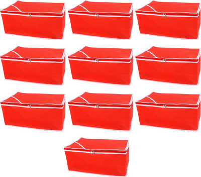 

Snazzy Designer Non Woven Saree Cover Set Of 10 Pcs /Wardrobe Organiser/Regular Clothes Bag WPK08a(Red)