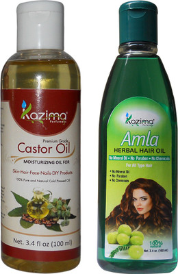 

KAZIMA Combo of Castor Oil and Amla Herbal Hair Oil (Each 100ML) For Hair Fall Repair & Hair Fall control Hair Oil(100 ml)