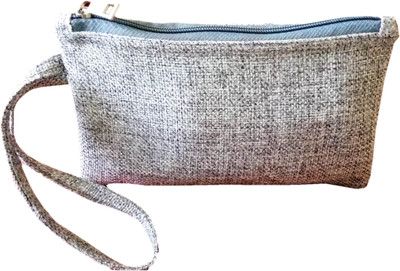

auk Unisex Simple Sober White Grey Jute Bag Wristlet(Grey)