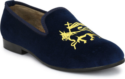 

El Paso Men's Blue Stylish Velvet Embroided Casual Slip On Shoes Loafers For Men(Blue, Yellow