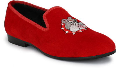 

El Paso Men's Red Stylish Velvet Embroided Casual Slip On Shoes Casuals For Men(Red