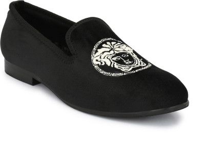 

El Paso Men's Black Stylish Velvet Embroided Casual Slip On Shoes Casuals For Men(Black
