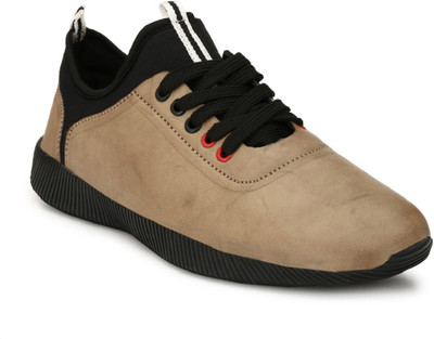 

Peponi ARTIFICIAL Leather Lace Up Sneakers Casuals For Men(Beige