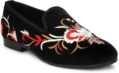 

El Paso Men's Black Stylish Velvet Embroided Casual Slip On Shoes Casuals For Men(Multicolor