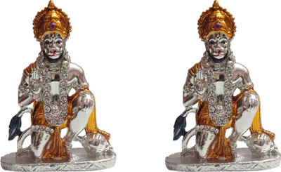 

VINTAN Combo Of 2 Religious God Mahavir Hanuman/Lord Bajrangbali hanuman idol Handicraft Statue-Home Room Office Temple Mandir Murti Car Dashboard Decor Gift item. Decorative Showpiece - 8 cm(Silver Plated, Silver)