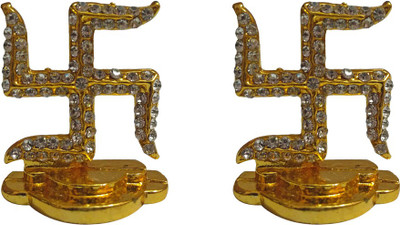 

VINTAN Combo Of 2 Religious God Subh Labh Swastik Figurine Symbol idol Handicraft Statue-Home Room Office Temple Mandir Murti Car Dashboard Decor Gift item. Decorative Showpiece - 4 cm(Gold Plated, Gold)