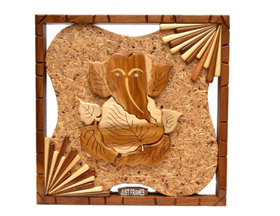 

Just Frames Wooden Designer Wall Hanging Ganesha JF401 Decorative Showpiece - 33.5 cm(Wooden, Brown)