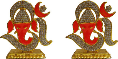 

VINTAN Combo Of 2 Religious God Shiv OM Face Ganesha Figurine/Lord Shiva OM Ganesh Symbol idol Handicraft Statue-Home Room Office Temple Mandir Murti Car Dashboard Decor Gift item. Decorative Showpiece - 7.62 cm(Gold Plated, Gold)