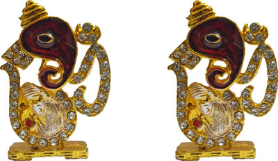 

VINTAN Combo Of 2 Religious God Shiv OM Face Ganesha & Sai Baba Figurine/Lord Shiva OM Ganesh Sai Nath Symbol idol Handicraft Statue-Home Room Office Temple Mandir Murti Car Dashboard Decor Gift item. Decorative Showpiece - 5 cm(Gold Plated, Gold)