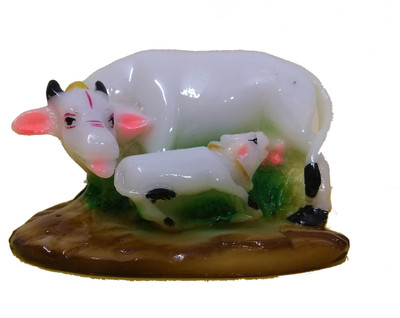 

Clouds Gallery Cow N Calf Idol/ Decorative Spiritual showpiece Figurine Decorative Showpiece - 8 cm(Polyresin, White)