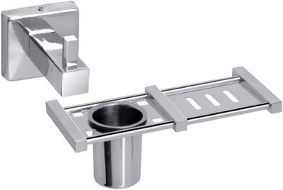 

Aiken Deluxe Robe Hook And Soap Dish With Tumbler Holder(Silver)