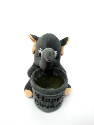 

HRDecoration Soft Gift Mini Pan Holder Toys,(Elephant) - 16 cm(Grey)