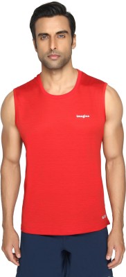 Imagica Solid Men Round Neck Red T-Shirt