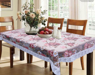 KUBER INDUSTRIES Floral 6 Seater Table Cover(Multicolor, Plastic)