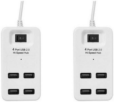 

durReey Portable 4 PORT 2.0 Converter Adapter High Speed With Cable On/Off Switch P1601W USB Hub(White)