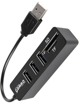 

BB4 New 3 PORT USB 2.0 HUB ~ CARD READER USB Hub(Black)