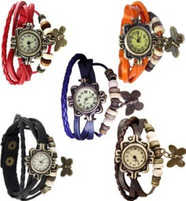 

Talgo New Arrival Festive Season Special TGDORIRDORPRBKBR Multi Colour Round Dial Leather Dori Strap (Combo of 5) TGDORIRDORPRBKBR Watch - For Girls