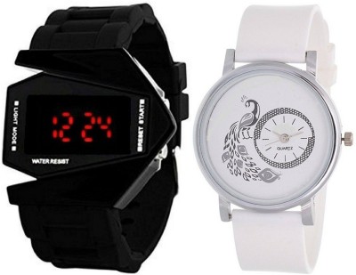 Talgo New Arrival Red Robin Season Special RRLEDROCKETBKDIALMOREWH New LED Digital Black Dial Rocket Shape And DialMore White Round Shape Plastic Strep RRLEDROCKETBKDIALMOREWH Watch  - For Men & Women   Watches  (Talgo)