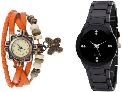 

Talgo New Arrival Festive Season Special TGDORIORIIKBIGBK Orange Color Round Dial Leather Dori Stap And IIK Big Black Dial Metal Stape (Combo of 2) TGDORIORIIKBIGBK Watch - For Men & Women