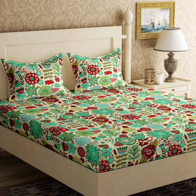 

Bella Casa 104 TC Cotton Double Floral Bedsheet(Pack of 1, Multicolor)