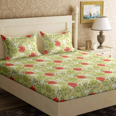 

Bella Casa 104 TC Cotton Double Floral Bedsheet(Pack of 1, Multicolor)